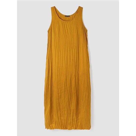 Eileen Fisher L Large Slip Dress Maxi Long Crushed Cupro Scoop Neck Sleeveless - Picture 1 of 10